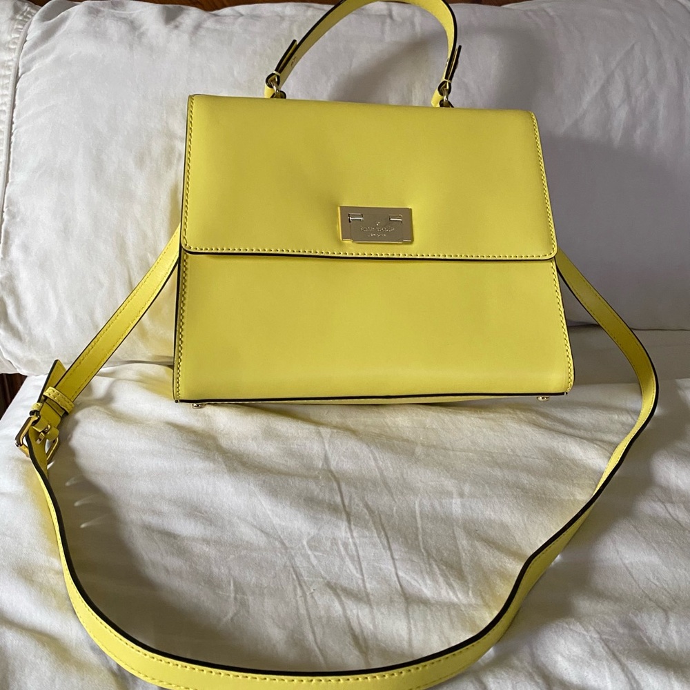 Vibrant Yellow Crossbody Bag with Flap Closure